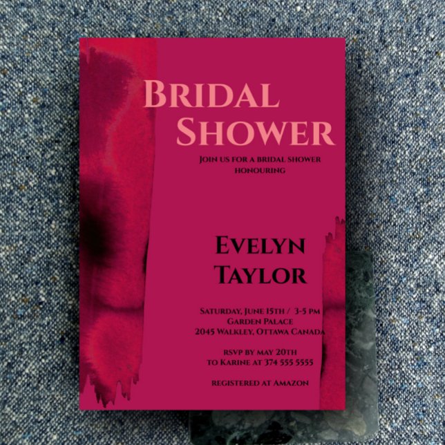Invitación Modern, Minimal Viva Magenta Bridal Shower  (Subido por el creador)