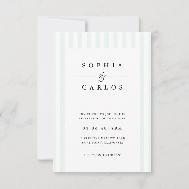 Invitación Modern Minimal Wedding Invitation with  Stripe (Anverso)