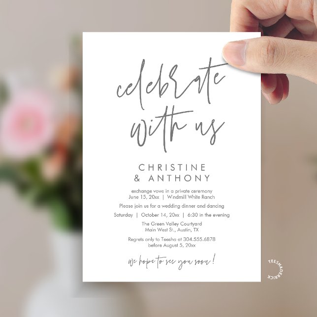 Invitación Modern Minimal Wedding Reception Dinner (Modern Minimal Wedding Reception Dinner Lunch Brunch Invitation Card in dark grey)