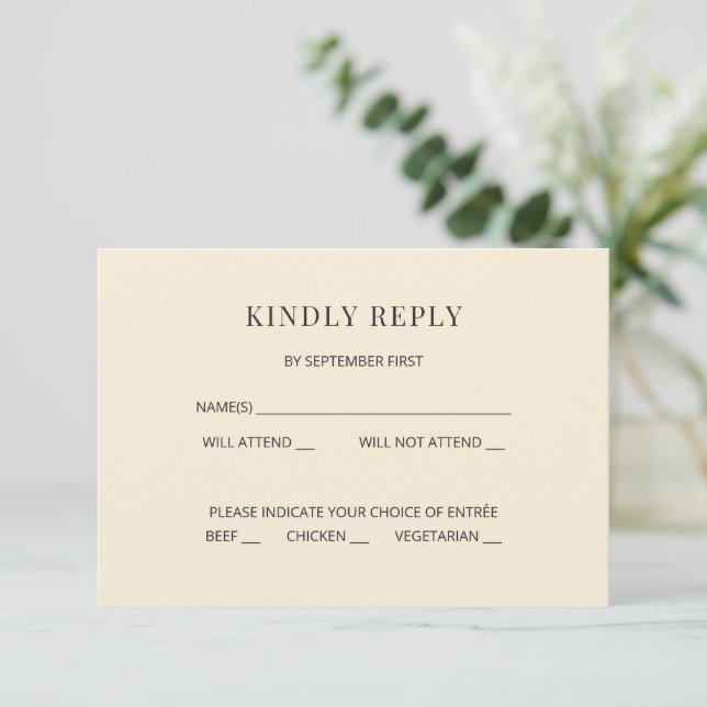 Invitación Modern Minimal Wedding RSVP Card (Anverso de pie)