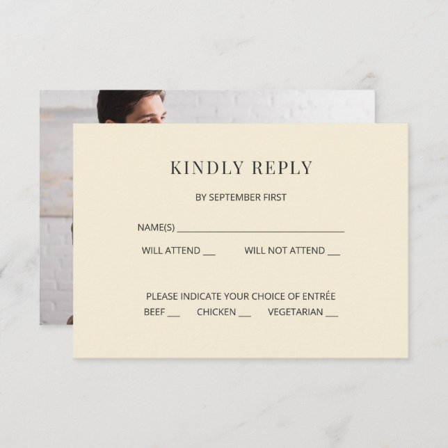 Invitación Modern Minimal Wedding RSVP Card Photo on Back (Anverso / Reverso)