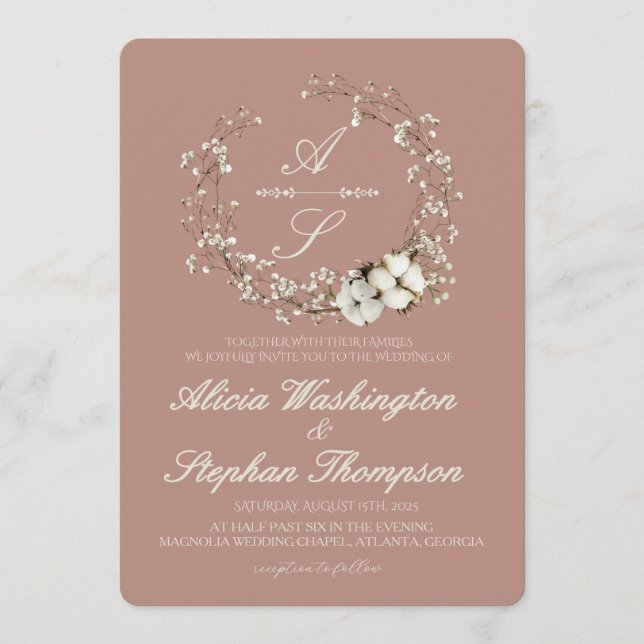 Invitación Modern Minimal Winter Floral Wedding (Anverso)