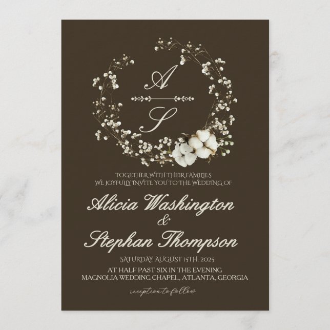 Invitación Modern Minimal Winter Floral Wedding (Anverso)
