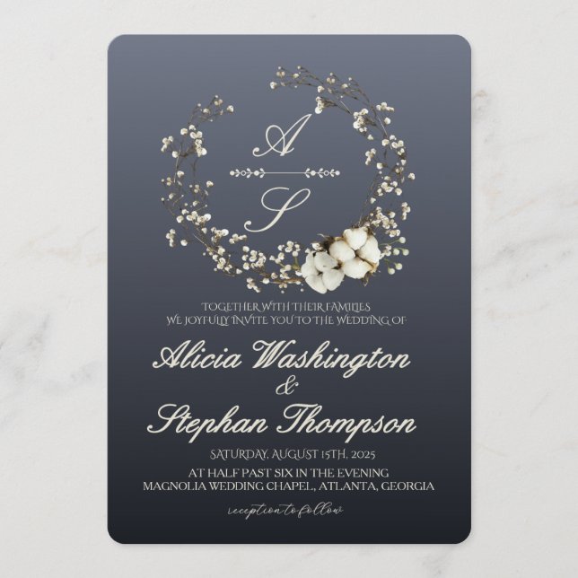 Invitación Modern Minimal Winter Floral Wedding (Anverso)