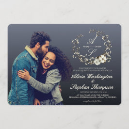 Invitación Modern Minimal Winter Floral Wedding