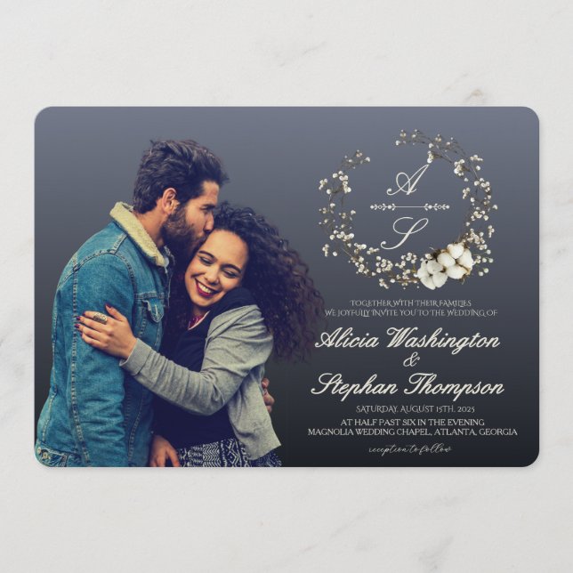 Invitación Modern Minimal Winter Floral Wedding (Anverso)