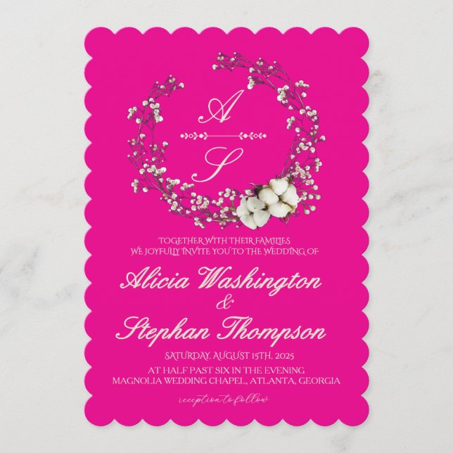 Invitación Modern Minimal Winter Floral Wedding (Anverso)