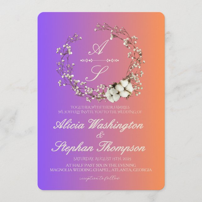 Invitación Modern Minimal Winter Floral Wedding (Anverso)