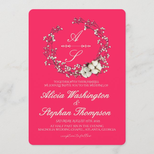 Invitación Modern Minimal Winter Floral Wedding (Anverso)