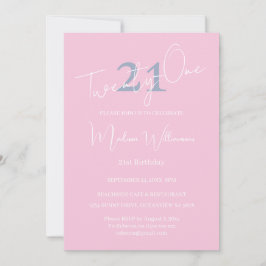 Invitación Modern Minimalist 21st Pink Blue Birthday 