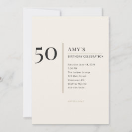 Invitación Modern Minimalist 50th Adult Birthday Celebration