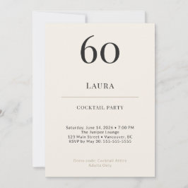 Invitación Modern Minimalist 60th Birthday Cocktail Party