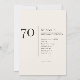 Invitación Modern Minimalist 70th Adult Birthday Celebration
