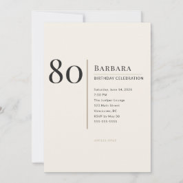 Invitación Modern Minimalist 80th Adult Birthday Celebration