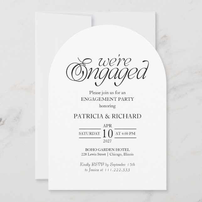 Invitación Modern Minimalist Arch Engagement Party (Anverso)