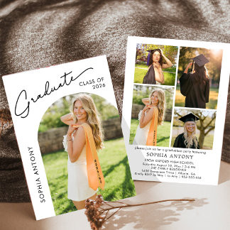 Invitación Modern Minimalist Arch Photo Graduation Party
