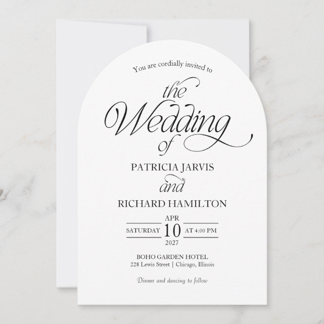 Invitación Modern Minimalist Arch Wedding Elegant (Anverso)