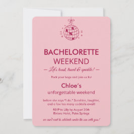 Invitación Modern Minimalist Bachelorette Weekend | Pink