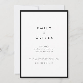 Invitación Modern Minimalist Black and White Wedding