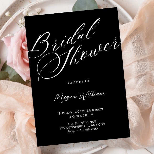 Invitación Modern minimalist Black bridal shower (Subido por el creador)