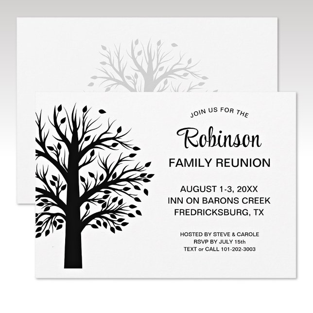Invitación Modern Minimalist Black-White Family Reunion Tree (Subido por el creador)