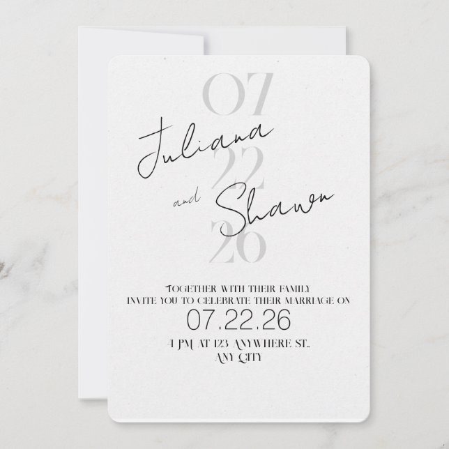 Invitación Modern Minimalist Bold Typography Wedding  (Anverso)