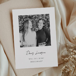 Invitación Modern Minimalist Bridesmaid Proposal Photo Card