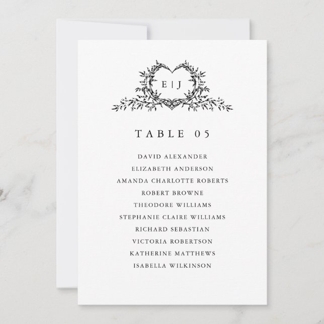 Invitación Modern Minimalist Calligraphy Crest Seating Chart  (Anverso)