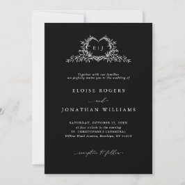 Invitación Modern Minimalist Chic Calligraphy Crest Wedding  