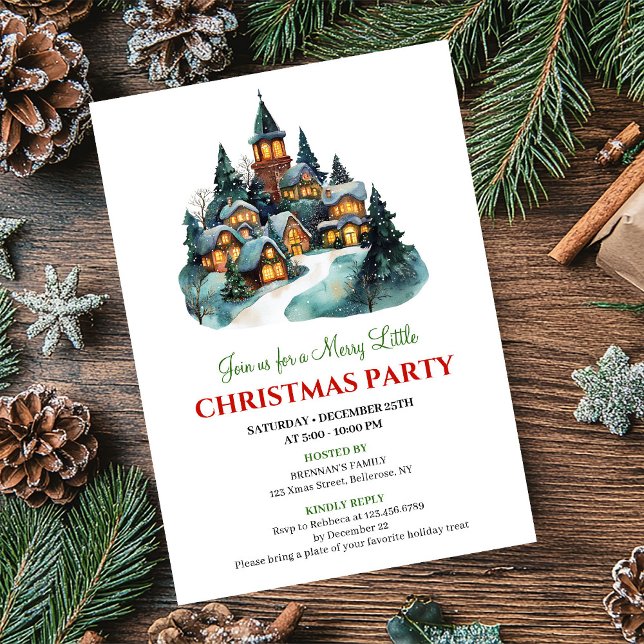 Invitación Modern minimalist Christmas scene holiday invites (Modern minimalist Christmas scene holiday invitation)