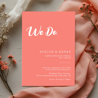 Invitación Modern Minimalist Coral Pink We Do Wedding