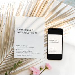 Invitación Modern Minimalist Cream & Black Script Wedding