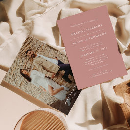 Invitación Modern Minimalist Dusty Rose Photo Wedding