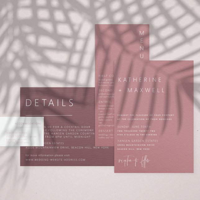 Invitación Modern Minimalist Dusty Rose Wedding (Subido por el creador)