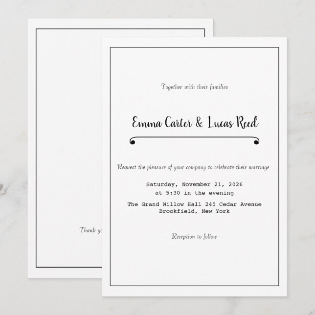 Invitación Modern Minimalist Editable Wedding Invitation (Anverso / Reverso)