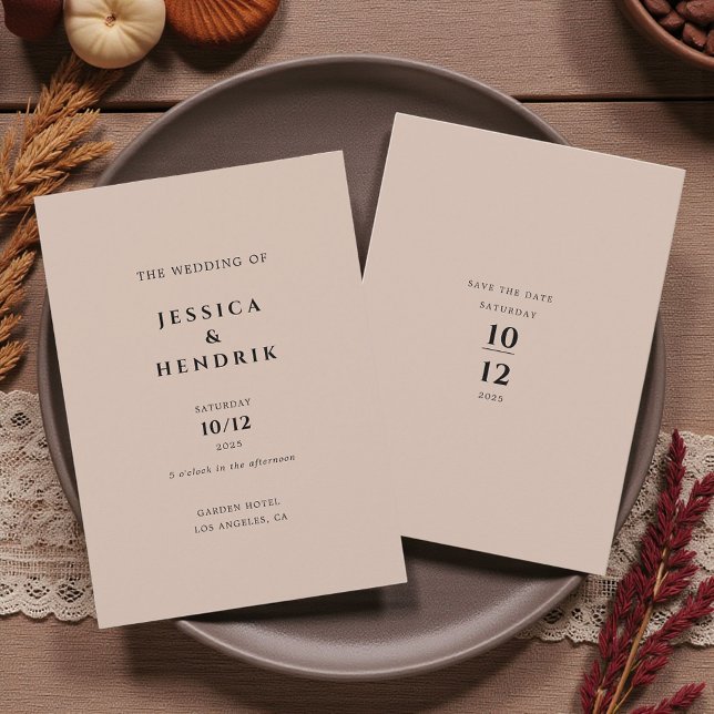 Invitación Modern Minimalist Elegant Bisque Wedding (Subido por el creador)