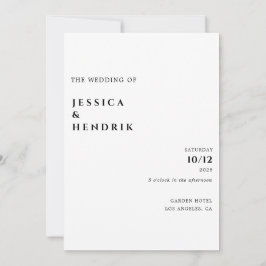 Invitación Modern Minimalist Elegant Black White Wedding