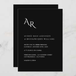 Invitación Modern Minimalist Elegant Black White Wedding