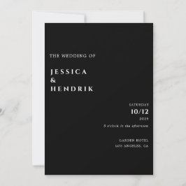 Invitación Modern Minimalist Elegant Black White Wedding