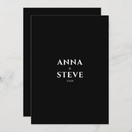 Invitación Modern Minimalist Elegant Black White Wedding