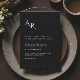Invitación Modern Minimalist Elegant Black White Wedding