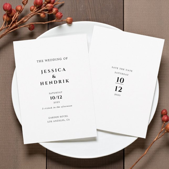 Invitación Modern Minimalist Elegant Black White Wedding (Subido por el creador)