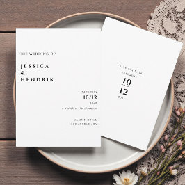 Invitación Modern Minimalist Elegant Black White Wedding