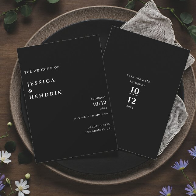 Invitación Modern Minimalist Elegant Black White Wedding (Subido por el creador)