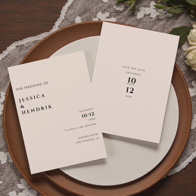 Invitación Modern Minimalist Elegant Champagne Wedding (Subido por el creador)