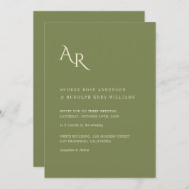 Invitación Modern Minimalist Elegant Green Cream Wedding