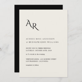 Invitación Modern Minimalist Elegant Ivory Black Wedding