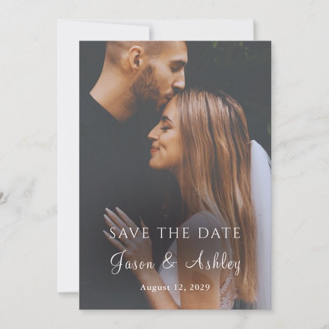 Invitación Modern Minimalist Elegant Photo Save The Date Card (Anverso)