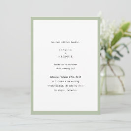 Invitación Modern Minimalist Elegant Sage Green Wedding