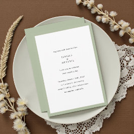 Invitación Modern Minimalist Elegant Sage Green Wedding